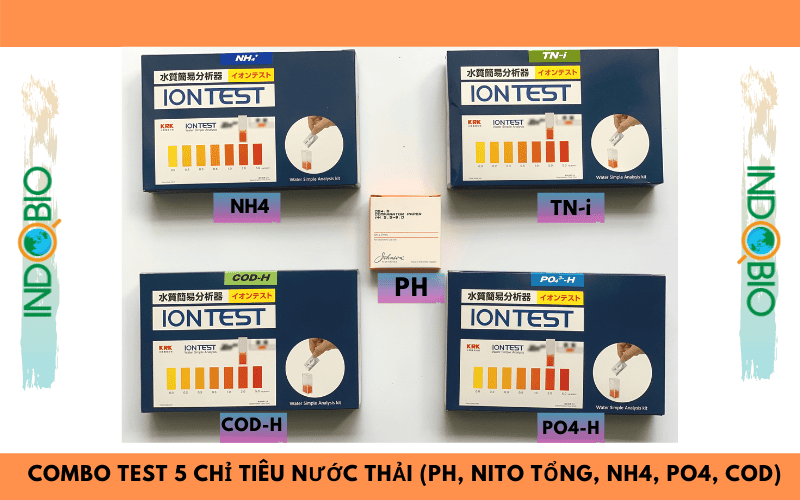 COMBO TEST NHANH 5 CHỈ TIÊU TRONG NƯỚC THẢI THỦY SẢN (PH, COD, NH4, PO4, NITO TỔNG)